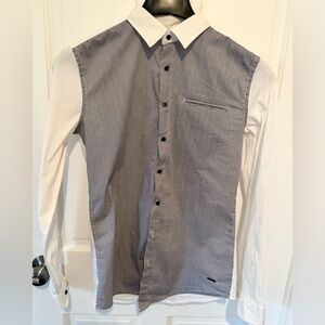 Elegant Black and White Dress Shirt